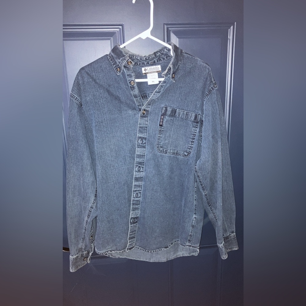 Vintage Columbia Light Blue Denim button up shirt